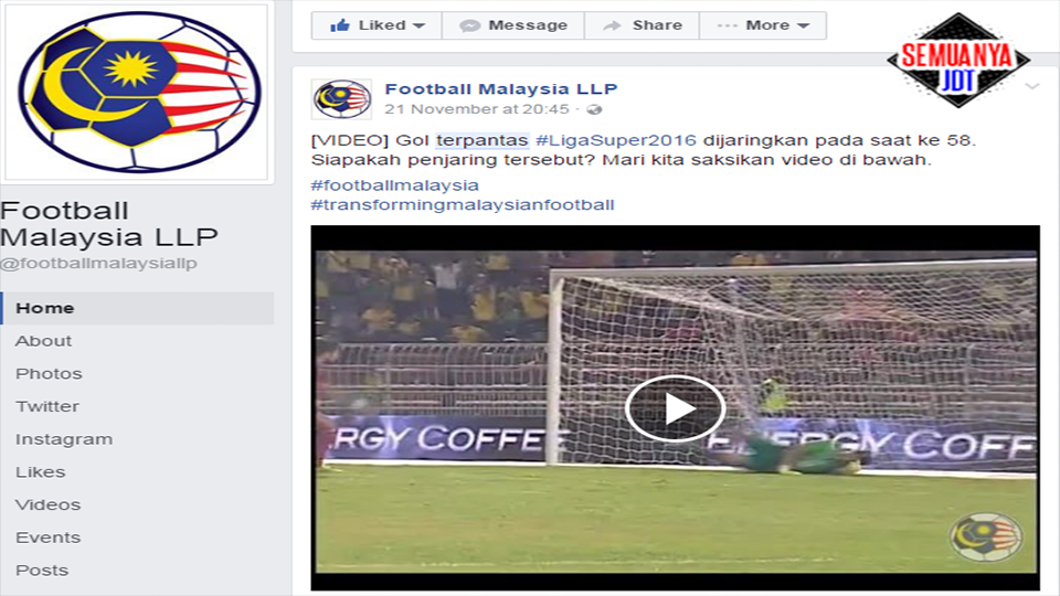Gol Terpantas Liga Super 2016 Sumber Football Malaysia Llp