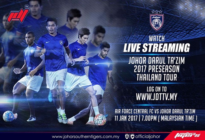 Pra-musim Thailand 2017: Air Force Central FC Vs JDT Live Streaming