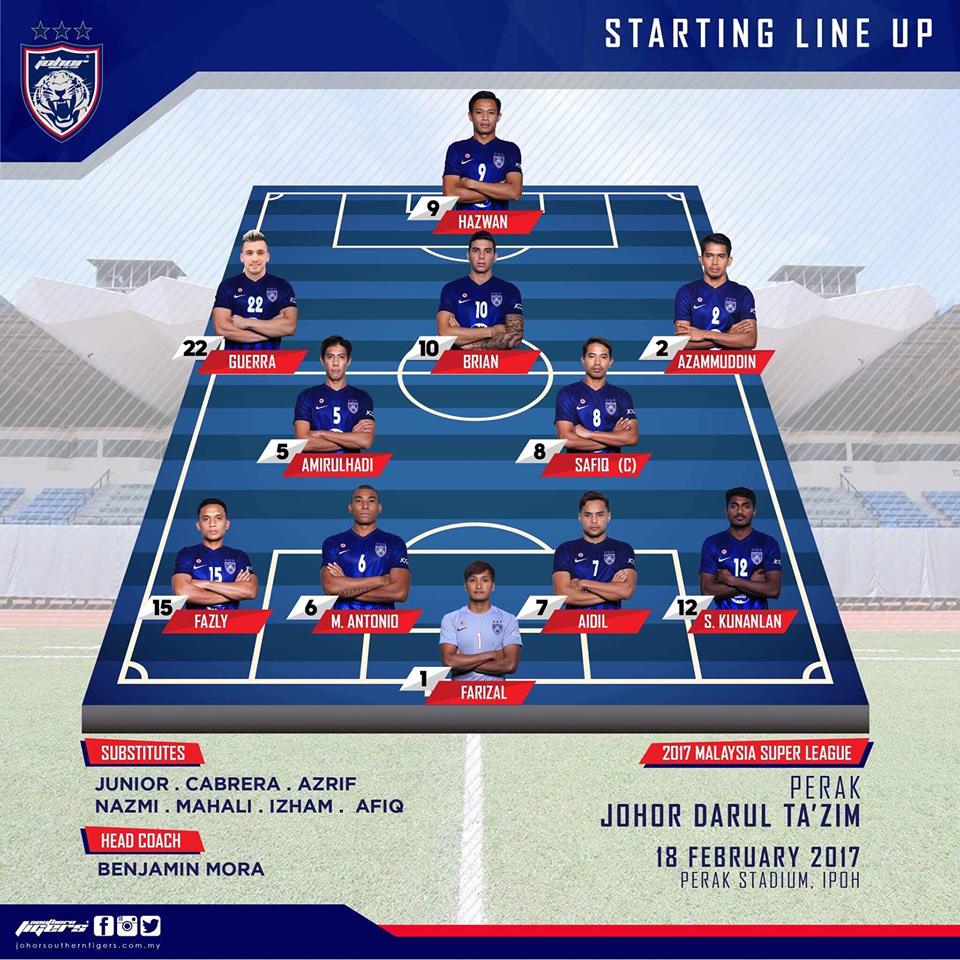 Perak 2 JDT 1 starting lineup