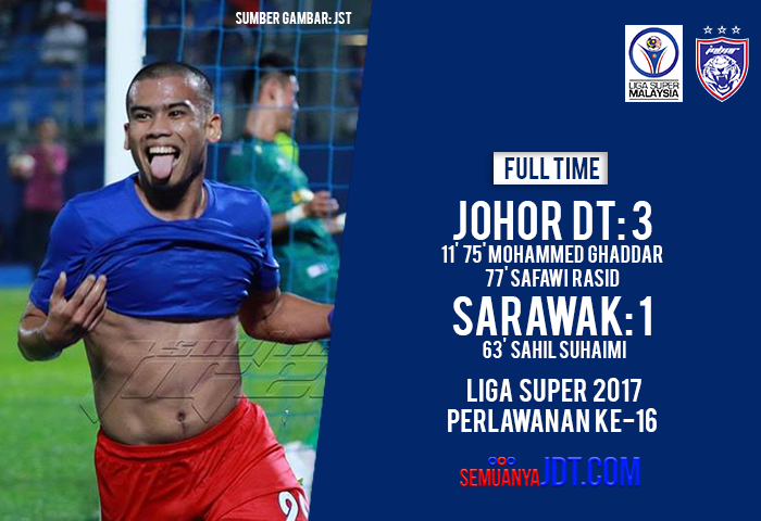 Liga Super 2017: JDT 3 Sarawak 1, JDT Semakin Menghampiri Gelaran Juara
