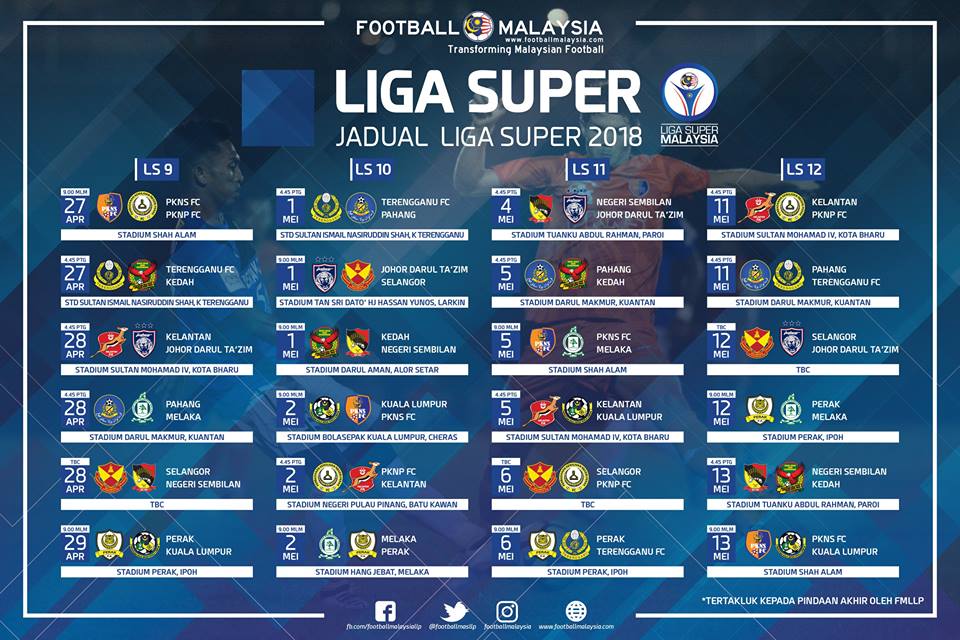 jadual liga super 2018 ls12