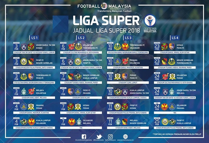 Jadual Liga Super 2018 Ls4